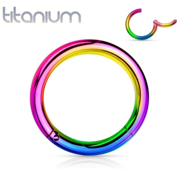 18g Rainbow Implant Grade Titanium Hinged Segment Ring. 5 Sizes available. Carousel 1