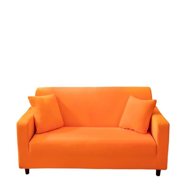 Anyseat 3 Seater Sofa Cover Plain Orange Style and Protection For Living Room... Carousel 1