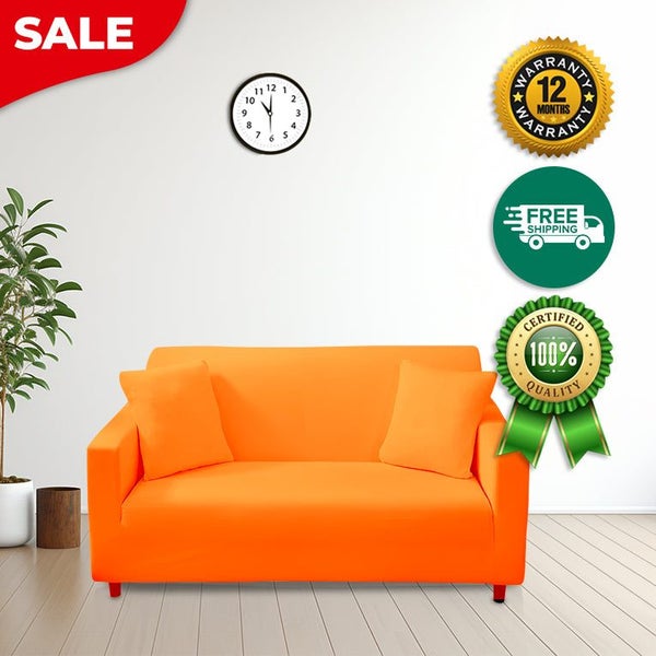 Anyseat 3 Seater Sofa Cover Plain Orange Style and Protection For Living Room... Carousel 2