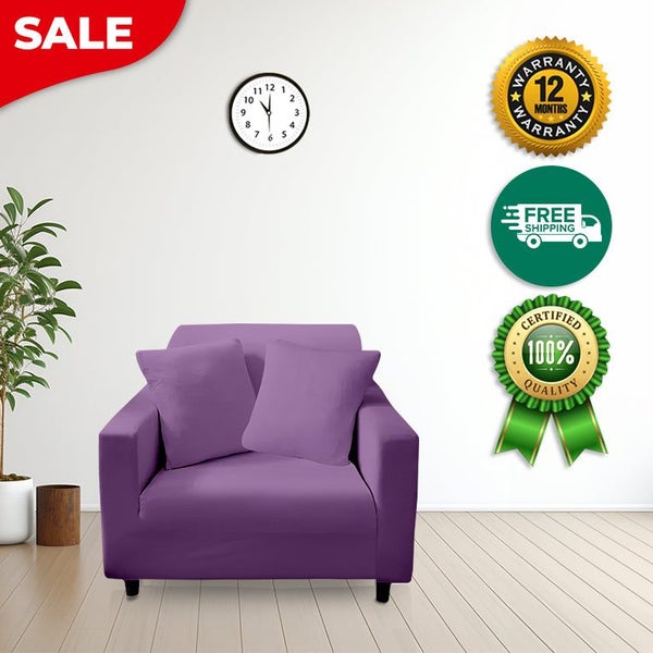 Anyhouz 1 Seater Sofa Cover Plain Purple Style and Protection For Living Room... Carousel 2