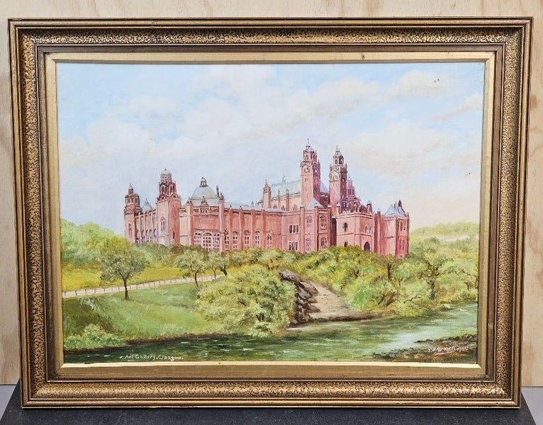 Oil on board by J.W. Brown of The Glasgow Art Gallery dated 1950. Gilded fame.62854318597889111