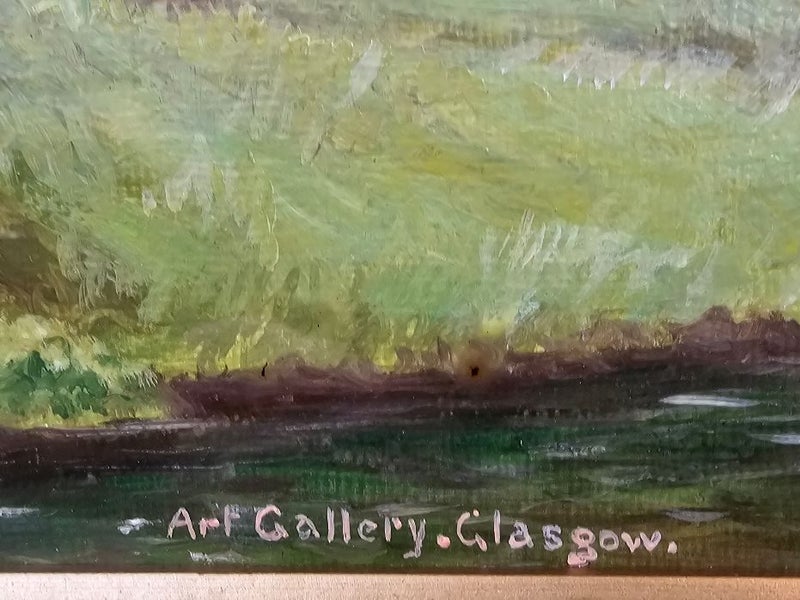 Oil on board by J.W. Brown of The Glasgow Art Gallery dated 1950. Gilded fame.62854318597889114