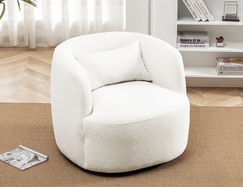 Boucle Swivel Armchair Off White62866851223681118