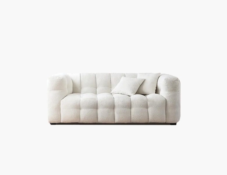 2 Seater Boucle Sofa Cream White Carousel 1
