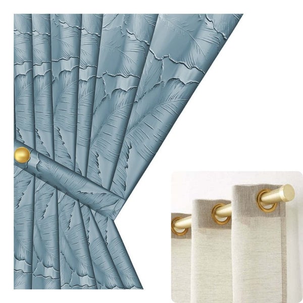Hod Health And Home Curtain Blue 250 Centimetre X 3D Leaves Luxury Blackout Curt Carousel 1