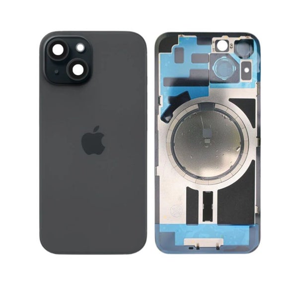 iPhone 15 Back Glass Panel With Camera Lens & Magsafe Magnet Ring Black Carousel 1