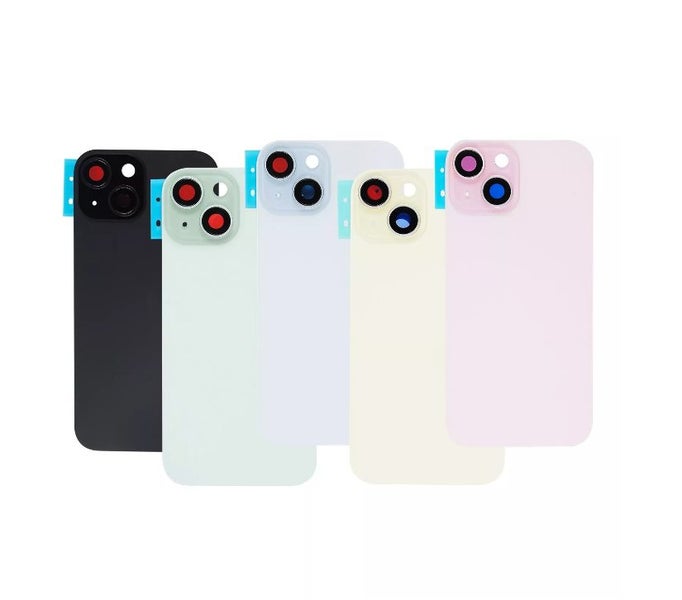 iPhone 15 Plus Back Glass Replacement with Plate/Magnet/Camera Len - White Carousel 1