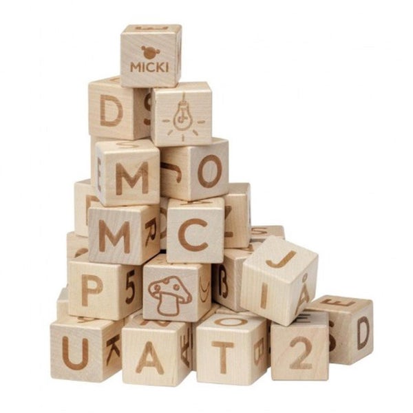 Micki Premium Wooden Letter and Number Building Blocks, 36 pcs Carousel 1