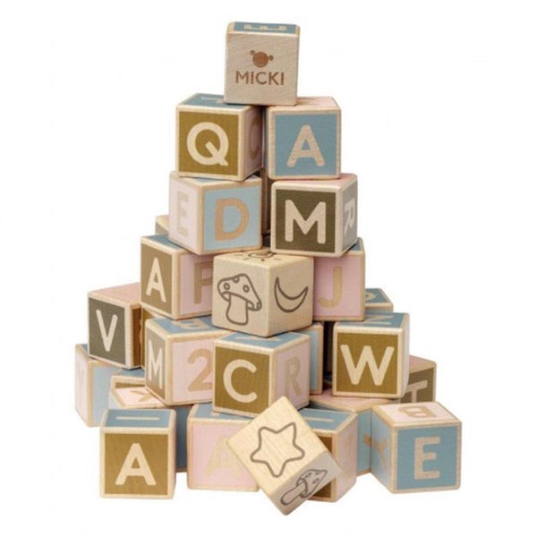 Micki Wooden Letter and Number Building Blocks, 36 pcs Carousel 1