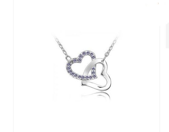 SALE! Sparkling PURPLE Crystal Heart Pendant and Chain Carousel 1