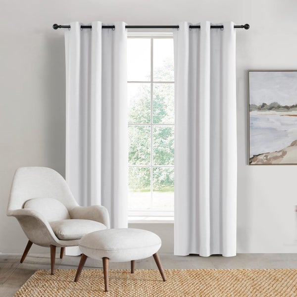 Sherwood Home 100% Blockout Eyelet Curtain Pair White 225x223cm Carousel 1