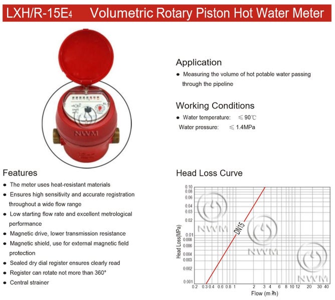 15mm Volumetric Hot Water Meter with pulse output feature Carousel 1