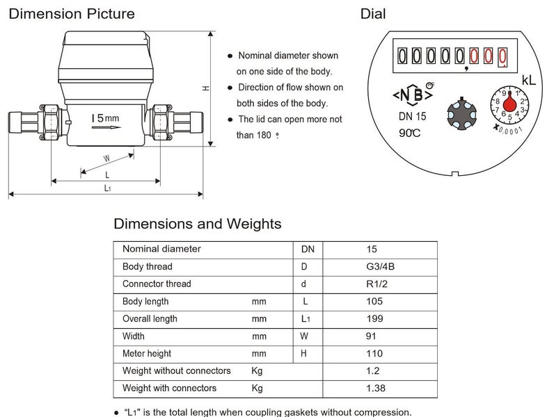 15mm Volumetric Hot Water Meter with pulse output feature Carousel 4
