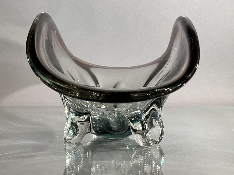 Vintage Art Glass Freeform Sommerso 4-Footed Bowl62864732809473112