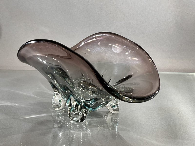 Vintage Art Glass Freeform Sommerso 4-Footed Bowl62864732809473113