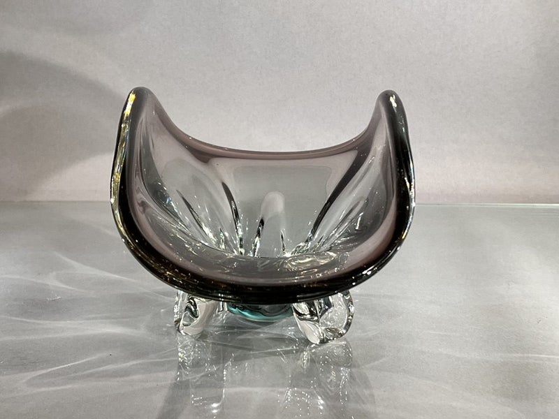 Vintage Art Glass Freeform Sommerso 4-Footed Bowl62864732809473114