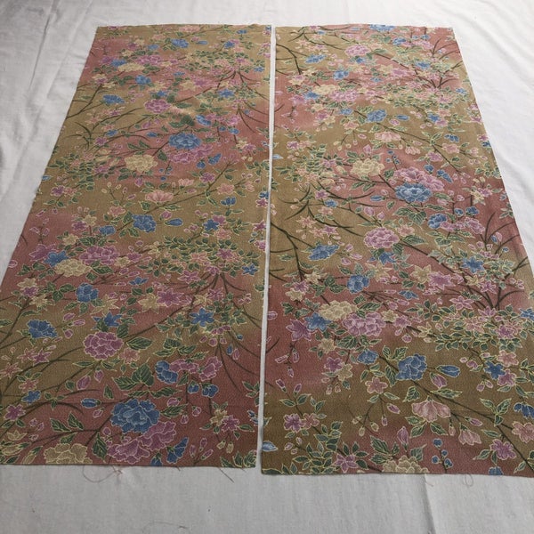 Vintage Japanese Silk Floral Kimono Panels Fabric X2 Pieces Carousel 1