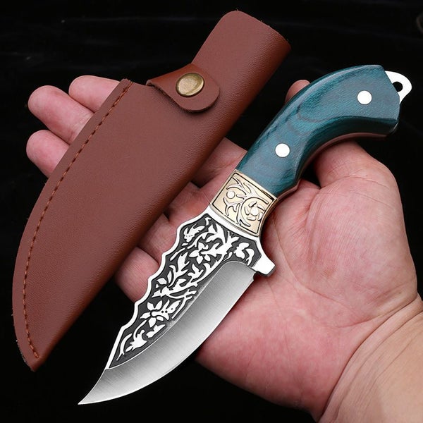 19cm Mongolian BBQ Knife Meat Cleaver Copper Handle Hunting Camping BBQ Knife Carousel 1