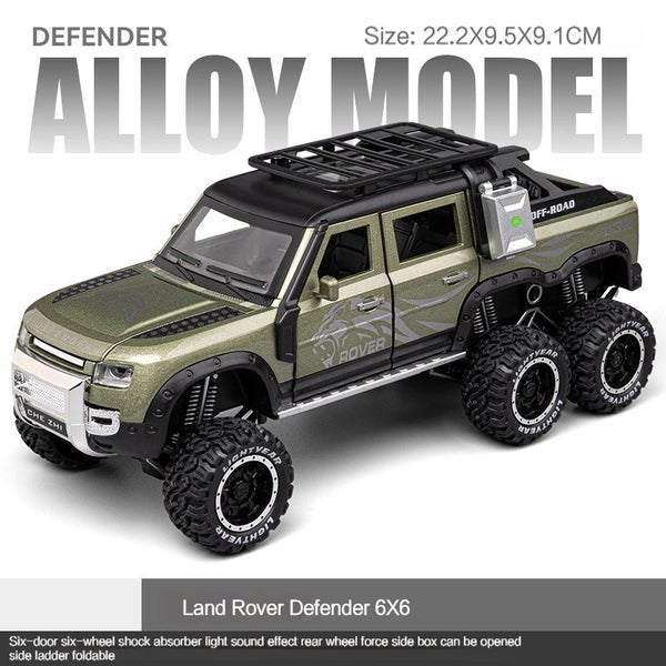 1:24 Scale 6x6 Land Rover Defender Alloy Toy Model - Carousel 1