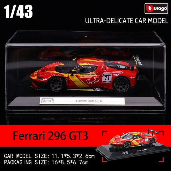 Bburago 1:43 Ferrari 296 gt3 2022 250 312p 812 488 racing model Carousel 2
