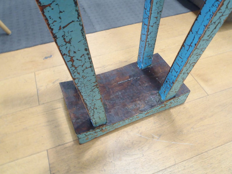 Teak Chinese Style Stool - Crackle Paint Finish Carousel 8