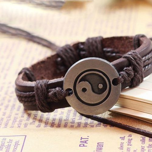 FLASH SALE! Leather Ying and Yang Adjustable Bracelet Carousel 1