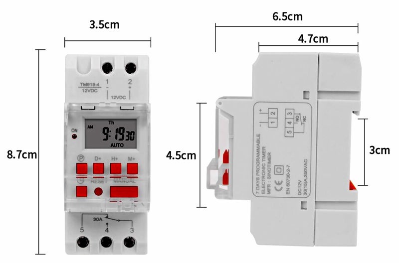 New 7 day Digital Timer 30 Amp 12v. Easy to Program. Din Rail Sino timer Brand Carousel 2