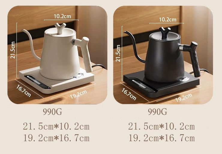 Electric Gooseneck Kettle with Temperature Control White 1L 1000W Carousel 7