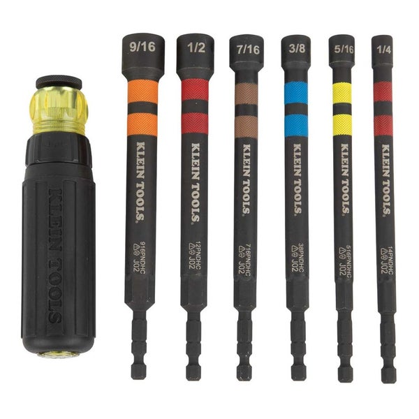 Klein Tools Hollow Magnetic Colour Coded Ratcheting Power Nut Drivers 7pc Carousel 1