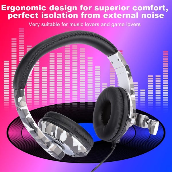 Head Mounted Phone Computer Gaming Headphone Headset for PS4 White Camouflage Carousel 2