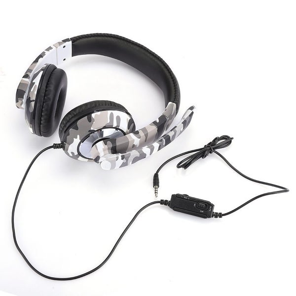 Head Mounted Phone Computer Gaming Headphone Headset for PS4 White Camouflage Carousel 5
