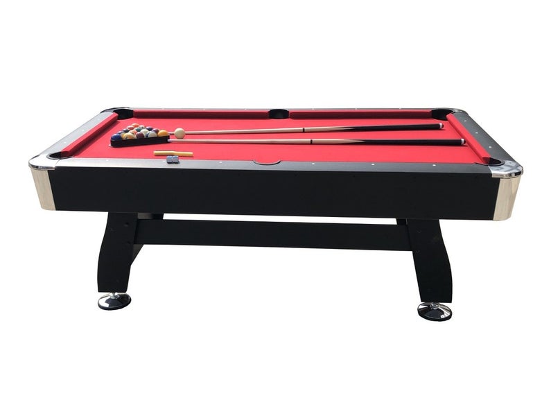 Assembled 7Ft Pool Table Red With Auto Ball Return - Ultimate Package Deal62934711773443112