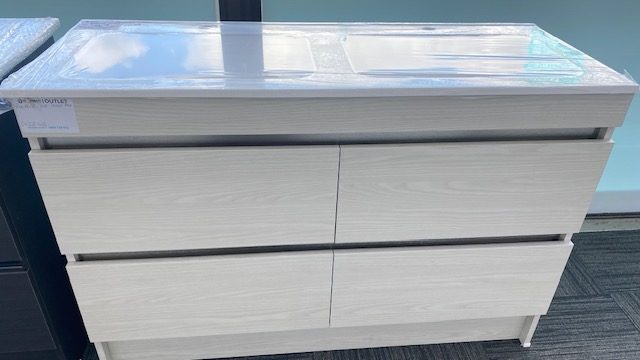 1200 BROOKFIELD FLOORSTANDING 4 DRAW VANITY WINTER BIRCH - SAMPLE STOCK Carousel 1