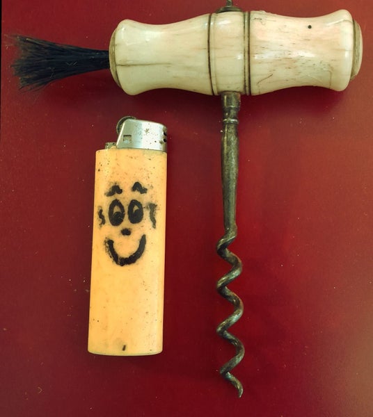 CORK SCREWS BONE HANDLED WITH END BRUSH . C 1880s PLUS HORN HANDLED 1890s Carousel 2