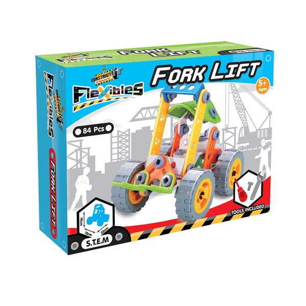 84pcs Construct IT Flexibles DIY Fork Lift Toy w Tools STEM Build Kit Kids 4y+ Carousel 1