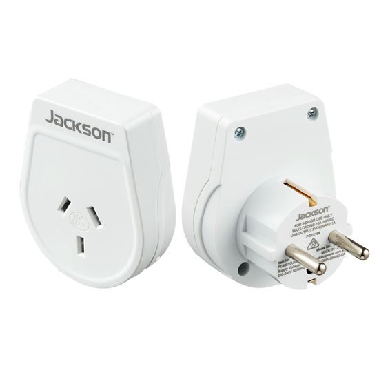 JACKSON Slim Outbound Travel Adaptor for use in Europe/Bali. Carousel 3