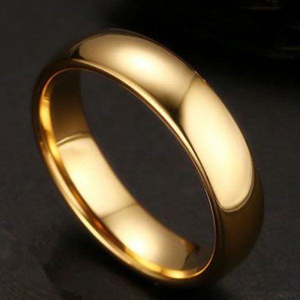 FLASH SALE! 6mm GOLD Men or Womens CLASSIC Titanium Wedding Ring S13 Carousel 1