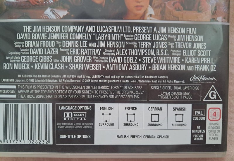 Rare The labyrinth DVD David Bowie Carousel 3