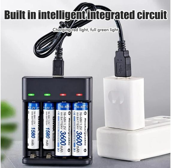 Rechargeable AAA or AA Battery Charger | SMART 4-SLOT | Sale | NZ Stock Deal Carousel 2