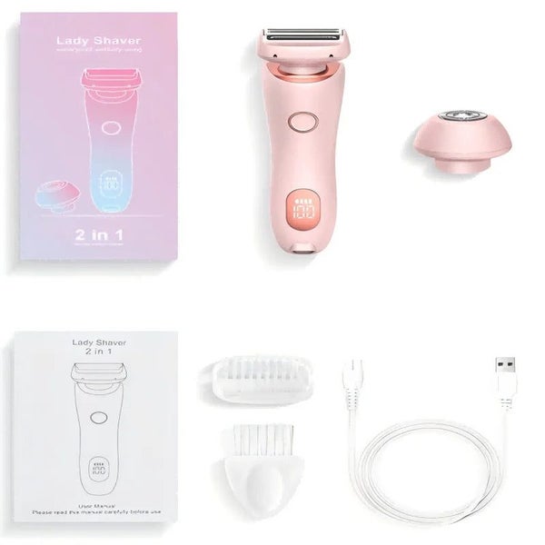 2 in 1 Electric Women Shaver Hair Arm Leg Bikini Face Remover Lady Razor Trimmer Carousel 9