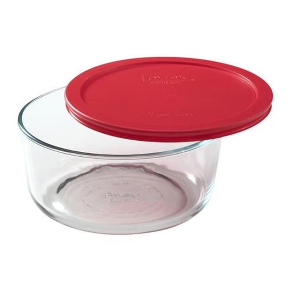 Pyrex Simply Store 7 Cup Round Container with Red Lid Carousel 1