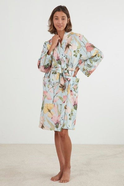 Bathrobe / Robe - Spring Flowers Blue (S/M) - BAKSANA Carousel 1