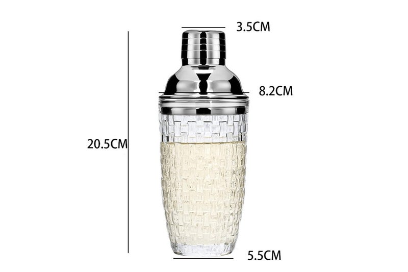 Glass Cocktail Shaker Leakproof Drinks Shaker Ice Shaker Home or Bar Use-Silver62964510831874111