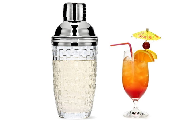 Glass Cocktail Shaker Leakproof Drinks Shaker Ice Shaker Home or Bar Use-Silver62964510831874113