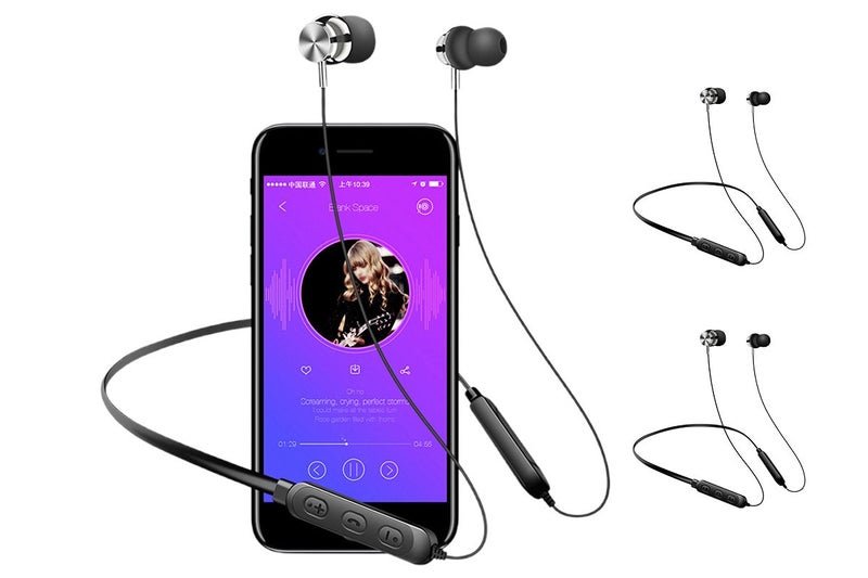 2Pcs Bluetooth Headphones Wireless Headset Noise Canceling Earphones with Mic Carousel 1