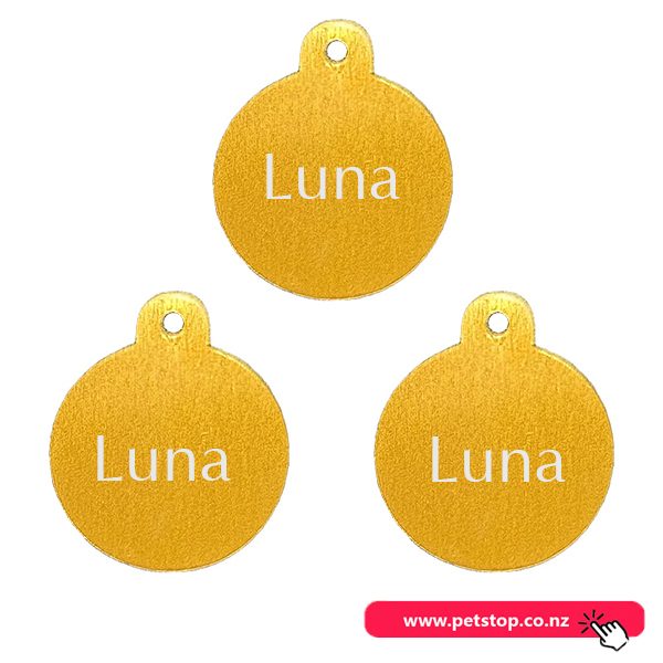Pet Name Tag - "Luna" - Large Orange Circle 3pk Carousel 1