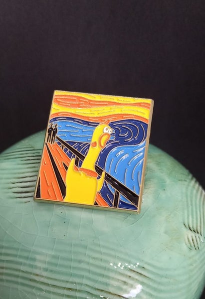 Edvard Munch 'The Scream' painting with rubber duck, brooch Carousel 1