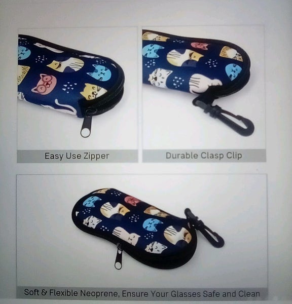 THE CATTAGE - Cute Cat Eye Glasses Case(Soft, Slim, With Clasp & Zip Carousel 2
