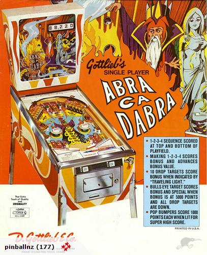 Gottlieb Abracadabra Pinball Ring Set Carousel 1