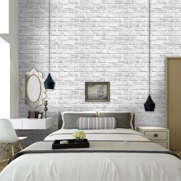 * Brick Ground Wallpaper White for Cafe Restaurant Barber Shop 0.45x10 m * Carousel 2